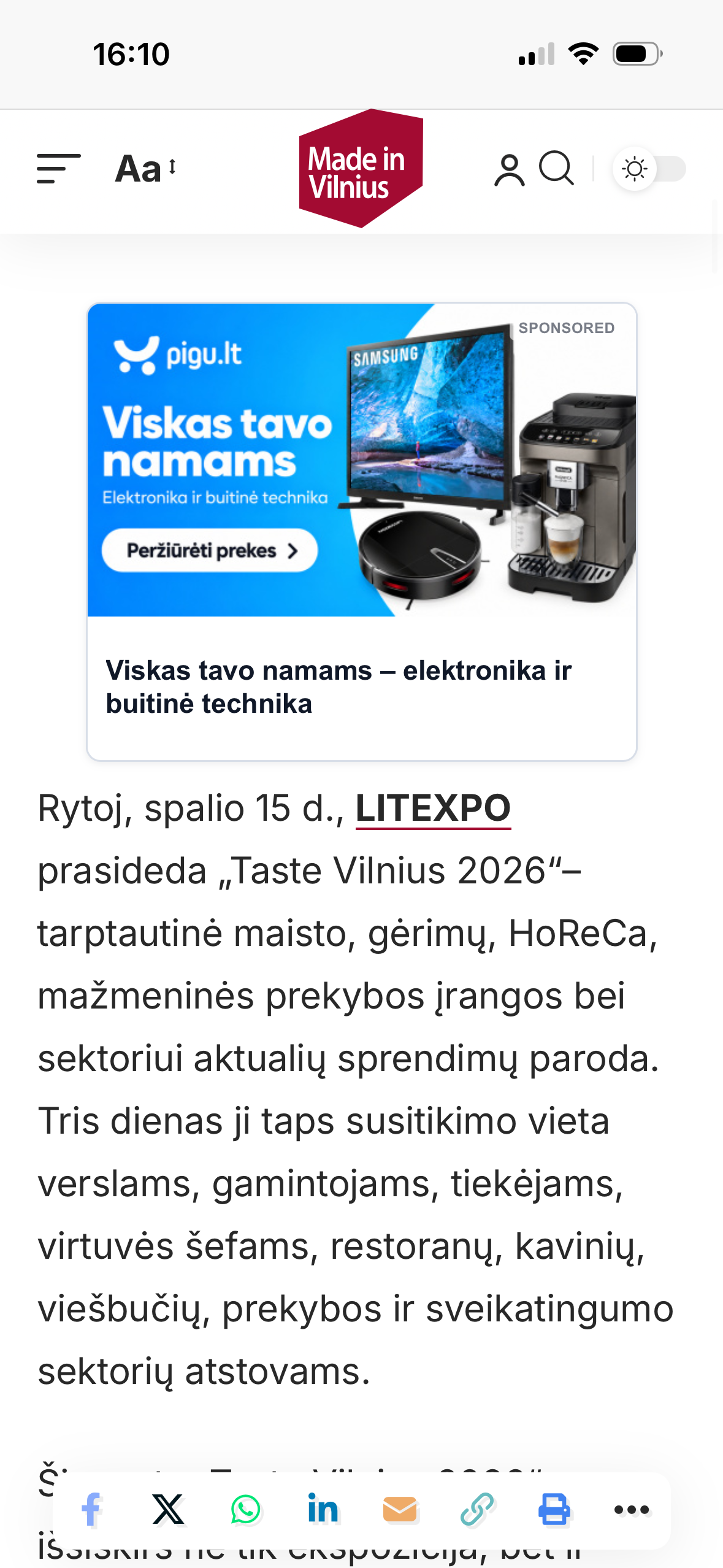 Pigu.lt elektronikos reklama Made in Vilnius telefone